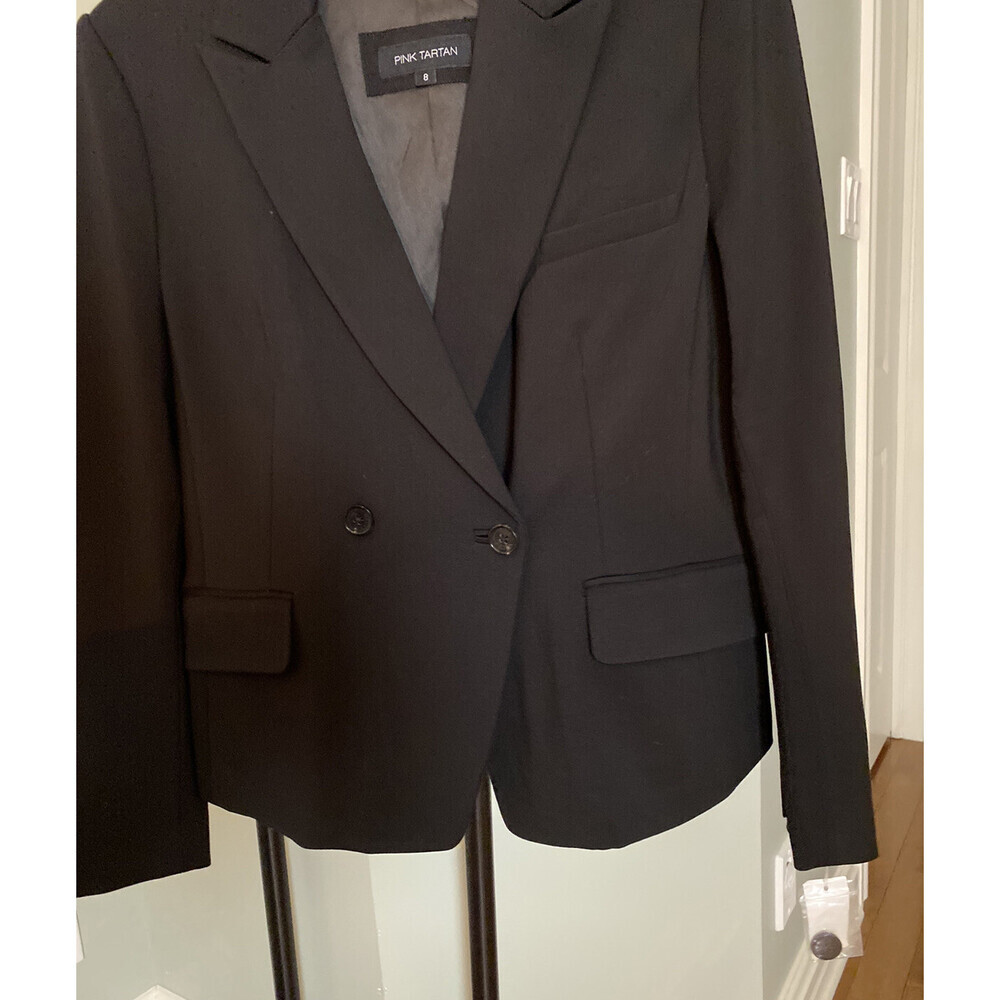 Pink Tartan Women's Ponte Double Breasted Blazer in Black Size 8 $799 - Picture 6 of 9